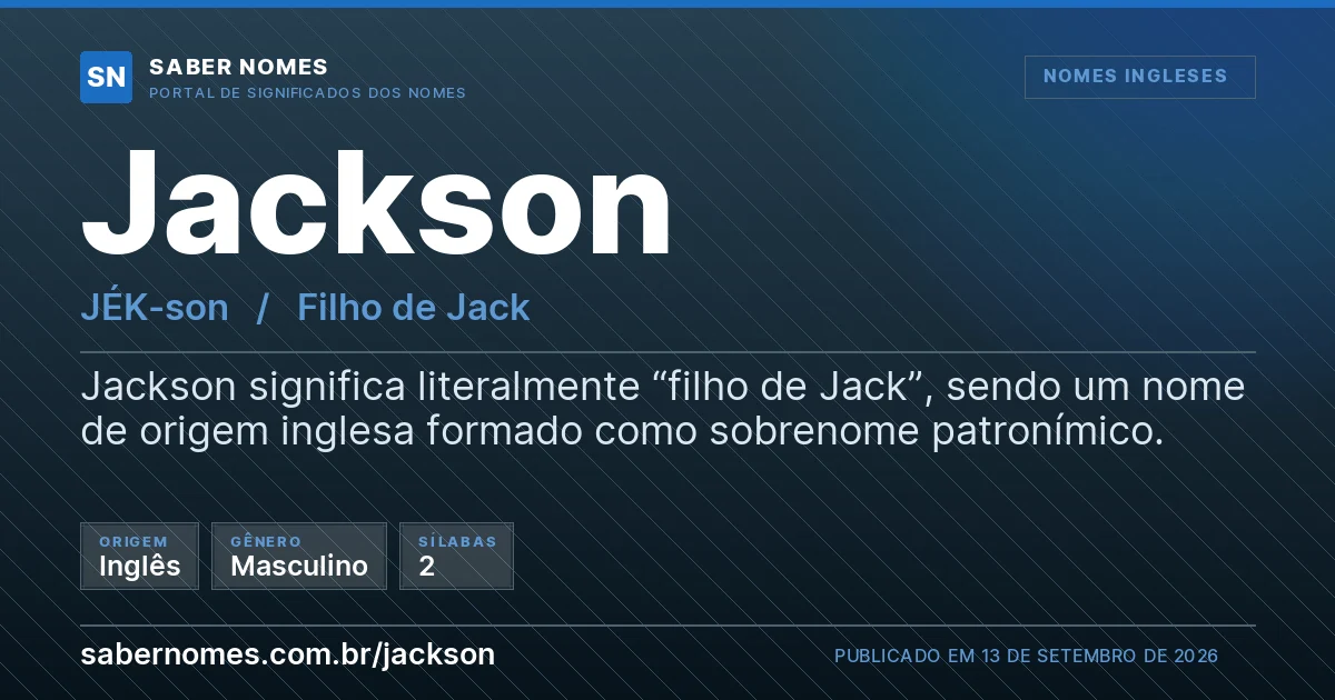 Imagem com o significado do nome Jackson