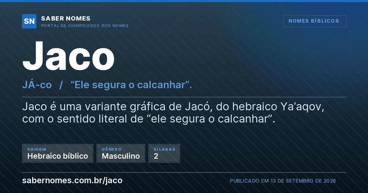 Imagem com o significado do nome Jaco