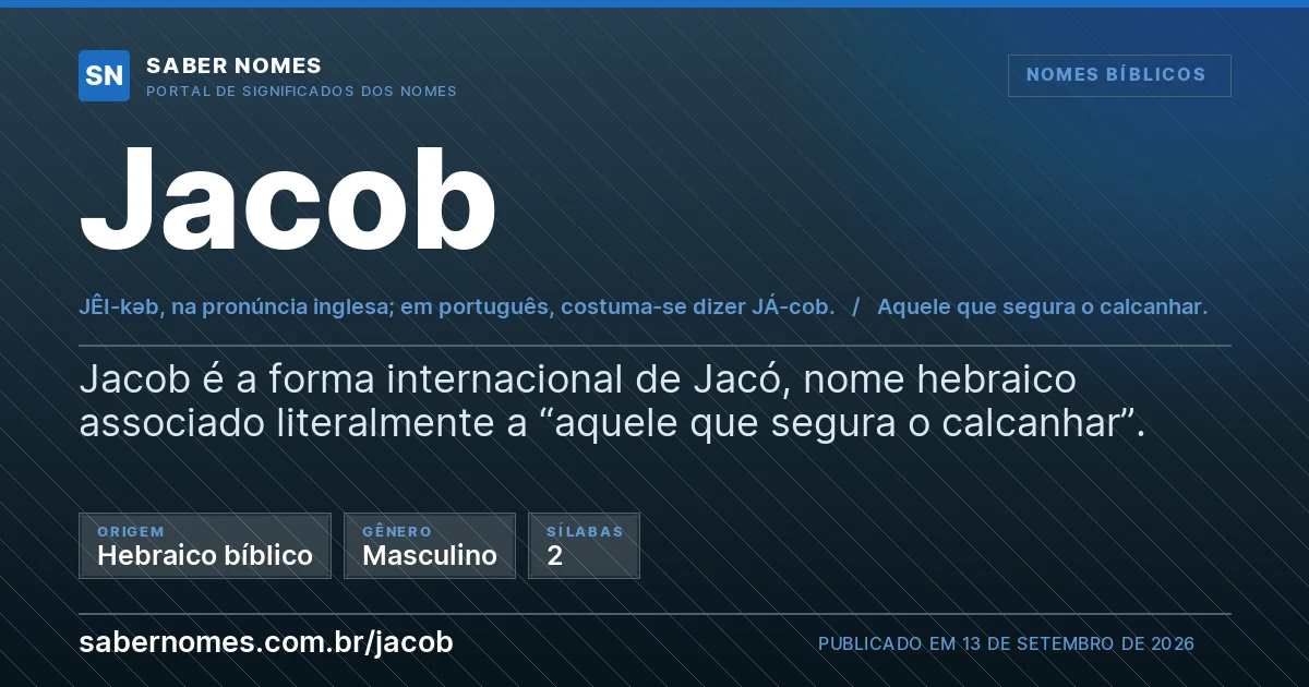 Imagem com o significado do nome Jacob