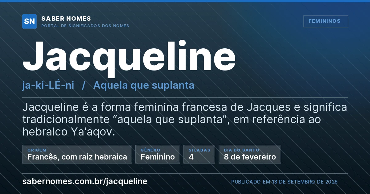 Imagem com o significado do nome Jacqueline