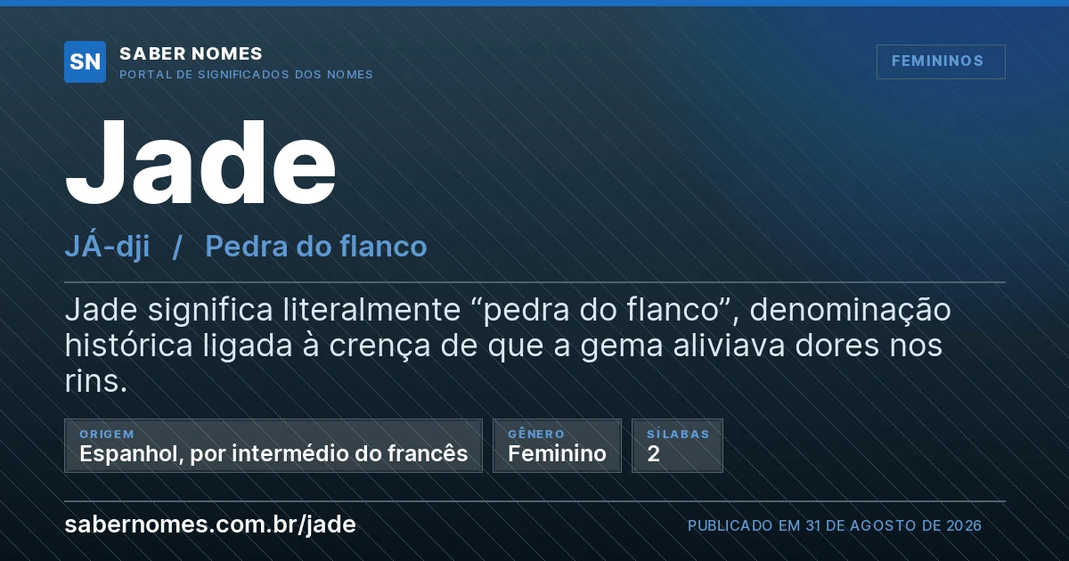 Imagem com o significado do nome Jade