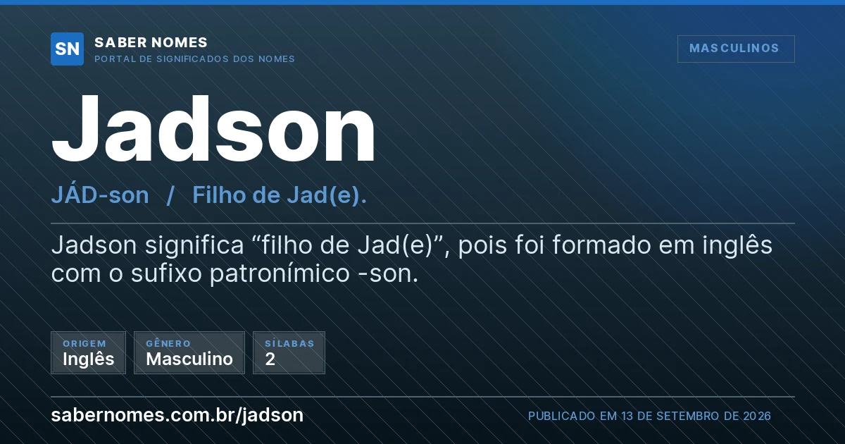 Imagem com o significado do nome Jadson
