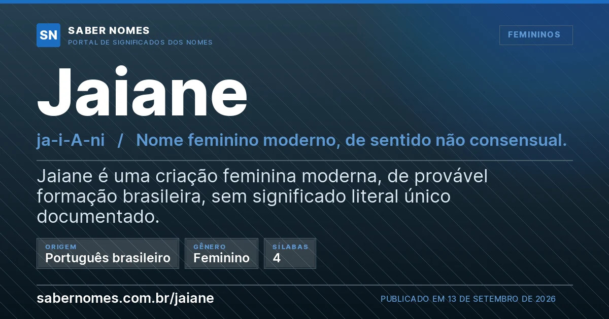 Imagem com o significado do nome Jaiane