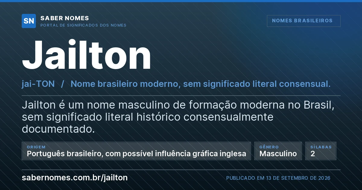 Imagem com o significado do nome Jailton
