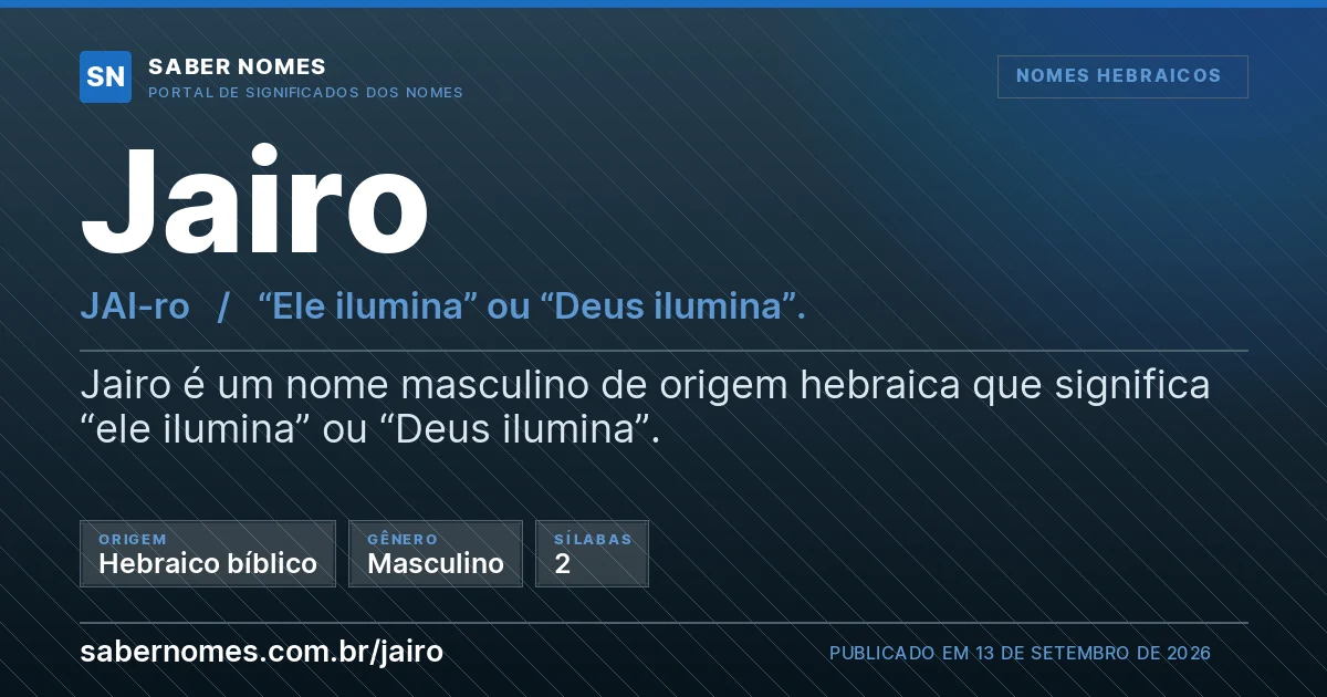 Imagem com o significado do nome Jairo