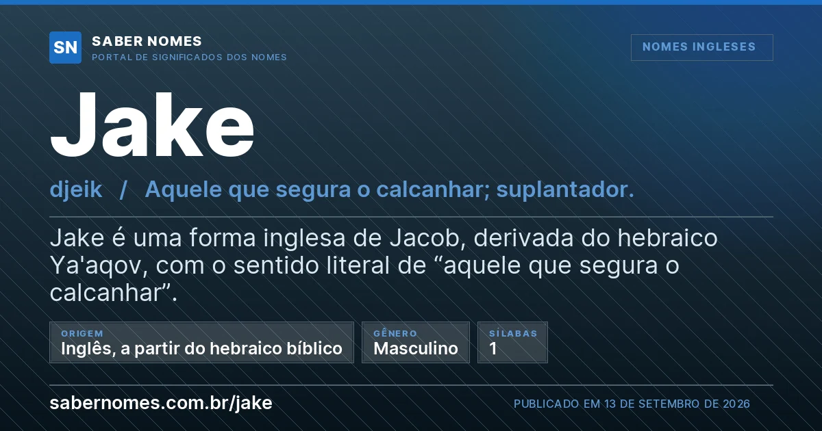 Imagem com o significado do nome Jake