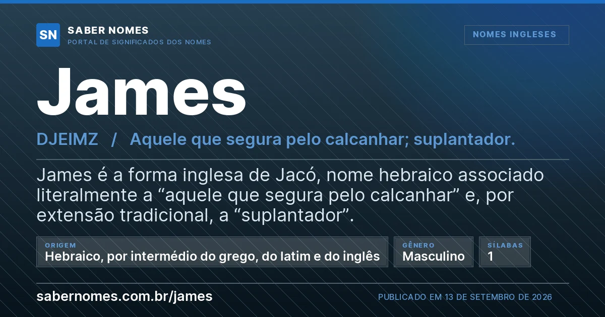 Imagem com o significado do nome James