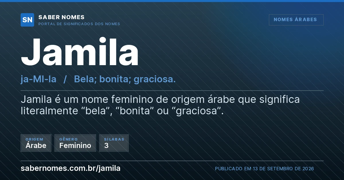 Imagem com o significado do nome Jamila