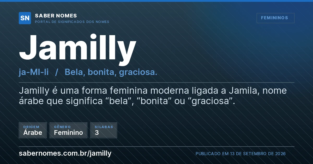 Imagem com o significado do nome Jamilly