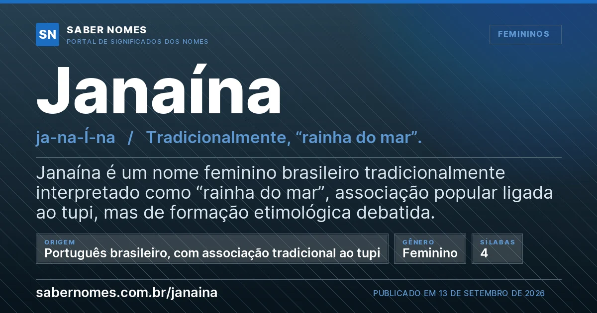 Imagem com o significado do nome Janaína