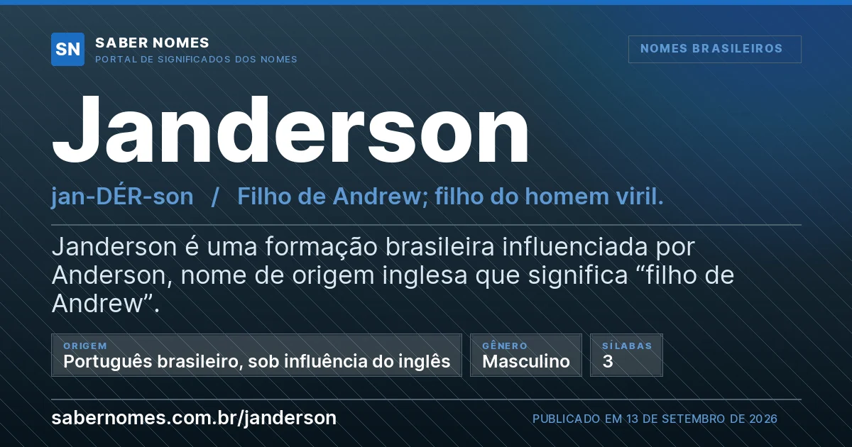 Imagem com o significado do nome Janderson