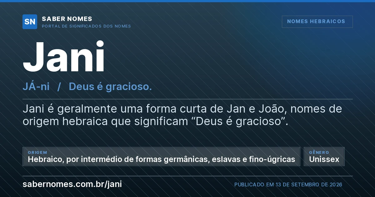 Imagem com o significado do nome Jani