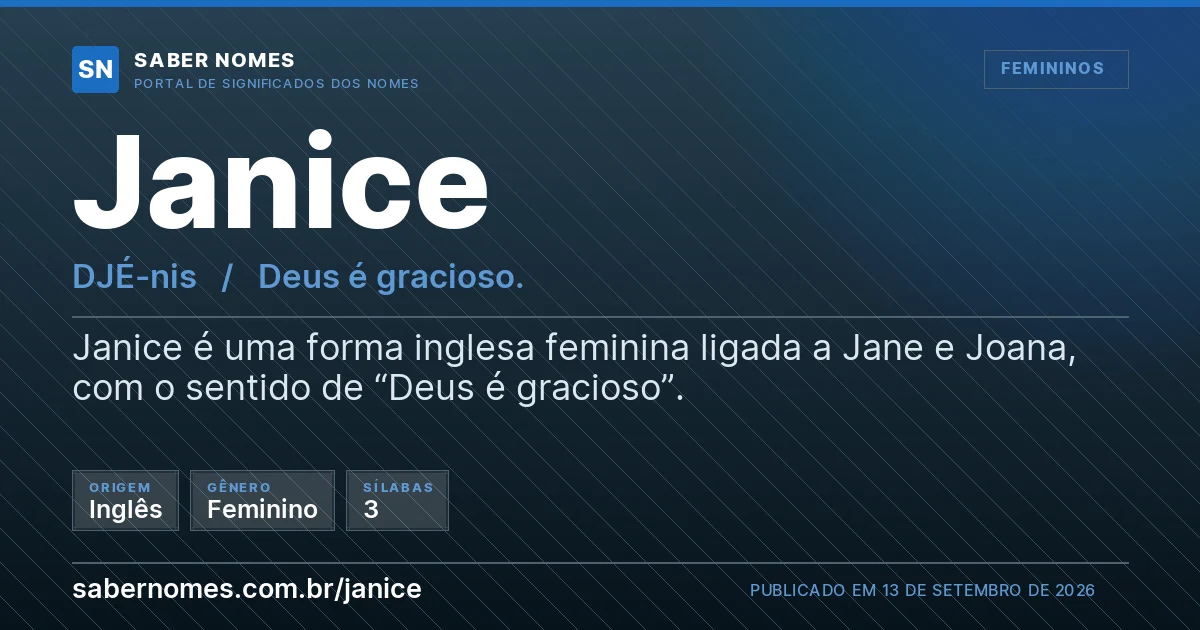 Imagem com o significado do nome Janice