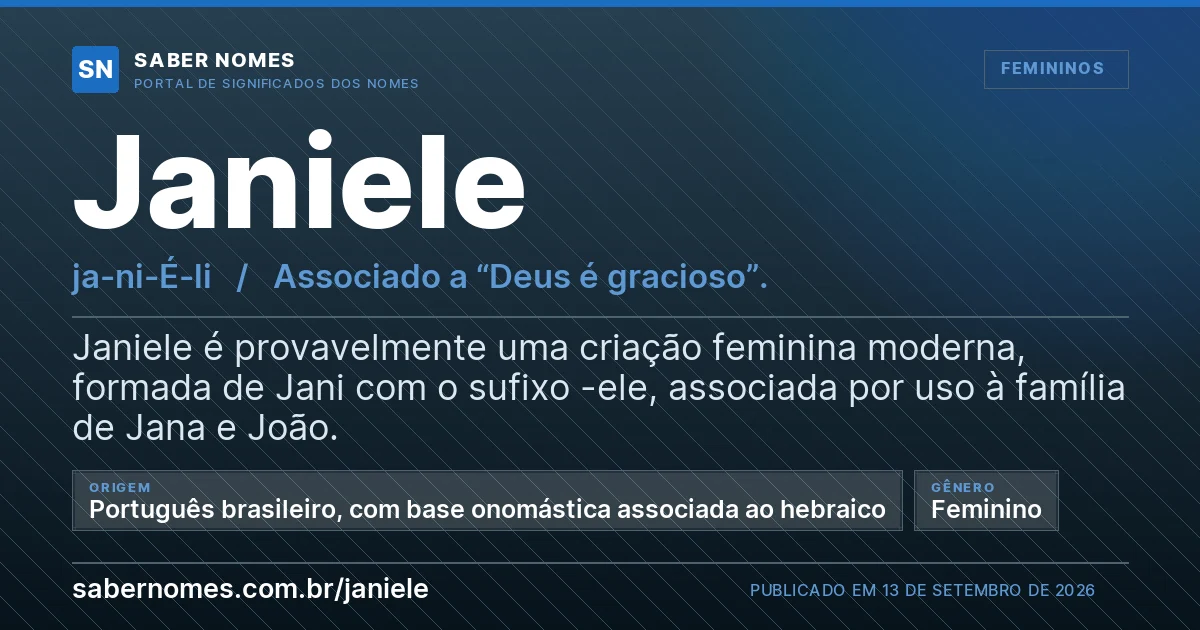 Imagem com o significado do nome Janiele