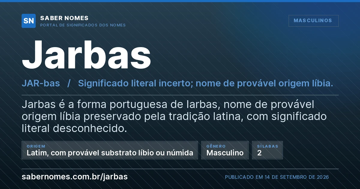 Imagem com o significado do nome Jarbas