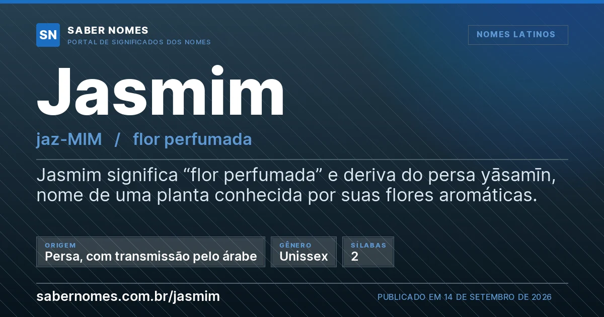 Imagem com o significado do nome Jasmim