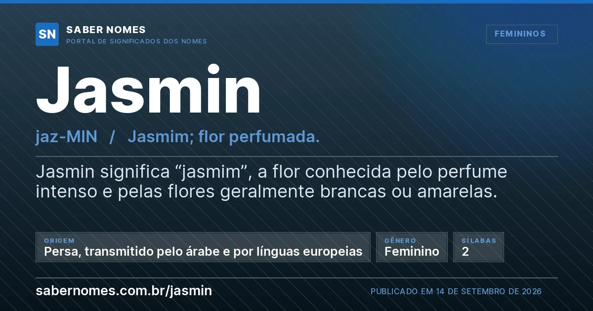 Imagem com o significado do nome Jasmin