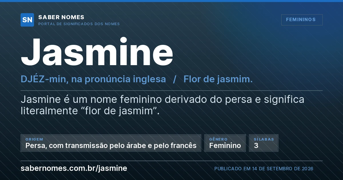 Imagem com o significado do nome Jasmine