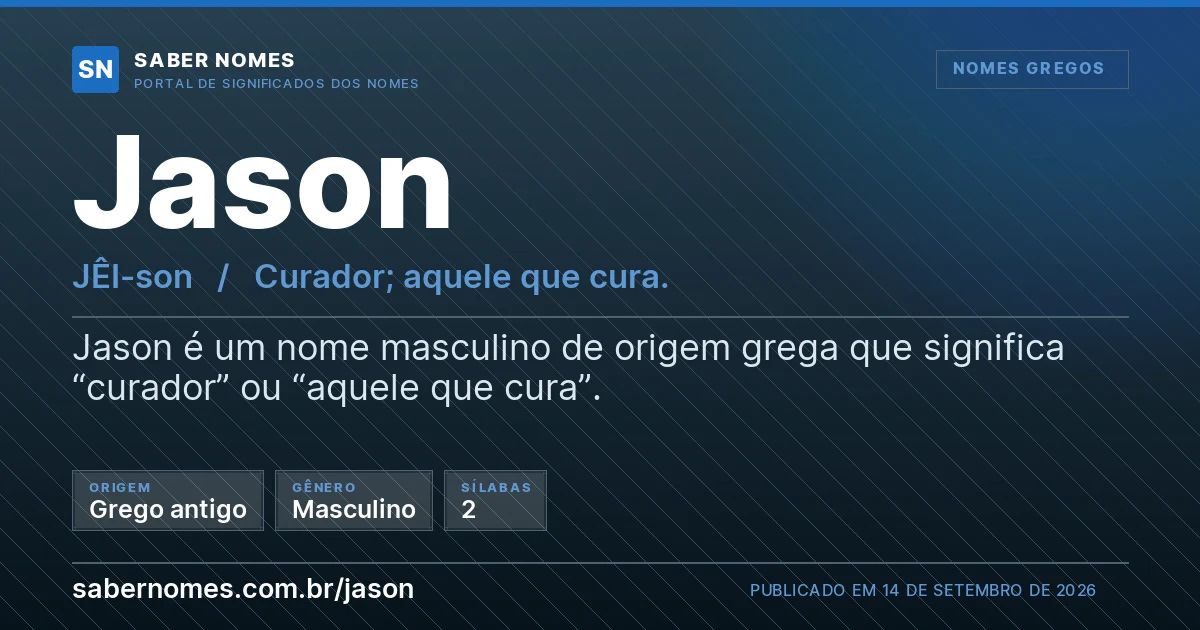 Imagem com o significado do nome Jason
