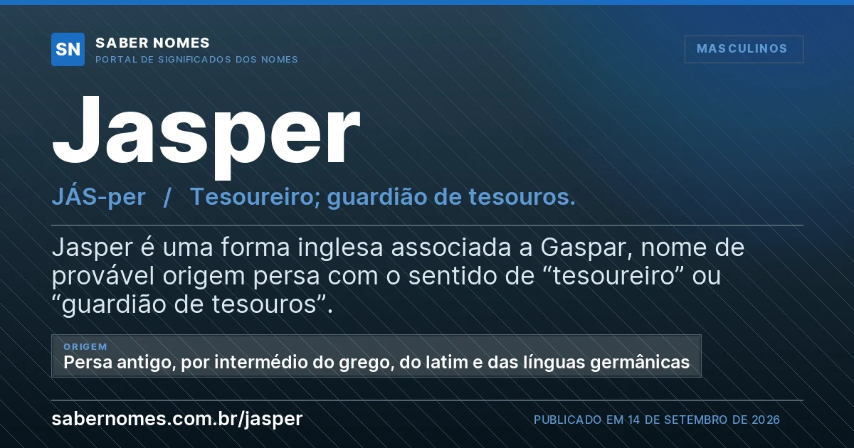 Imagem com o significado do nome Jasper