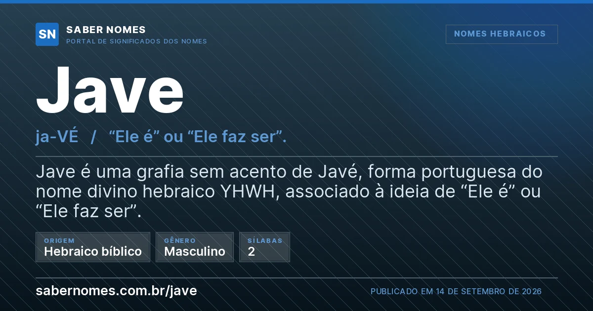Imagem com o significado do nome Jave