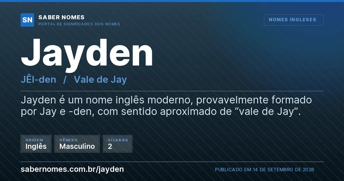 Imagem com o significado do nome Jayden