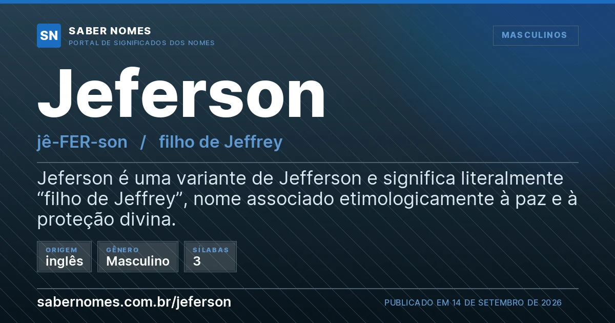 Imagem com o significado do nome Jeferson