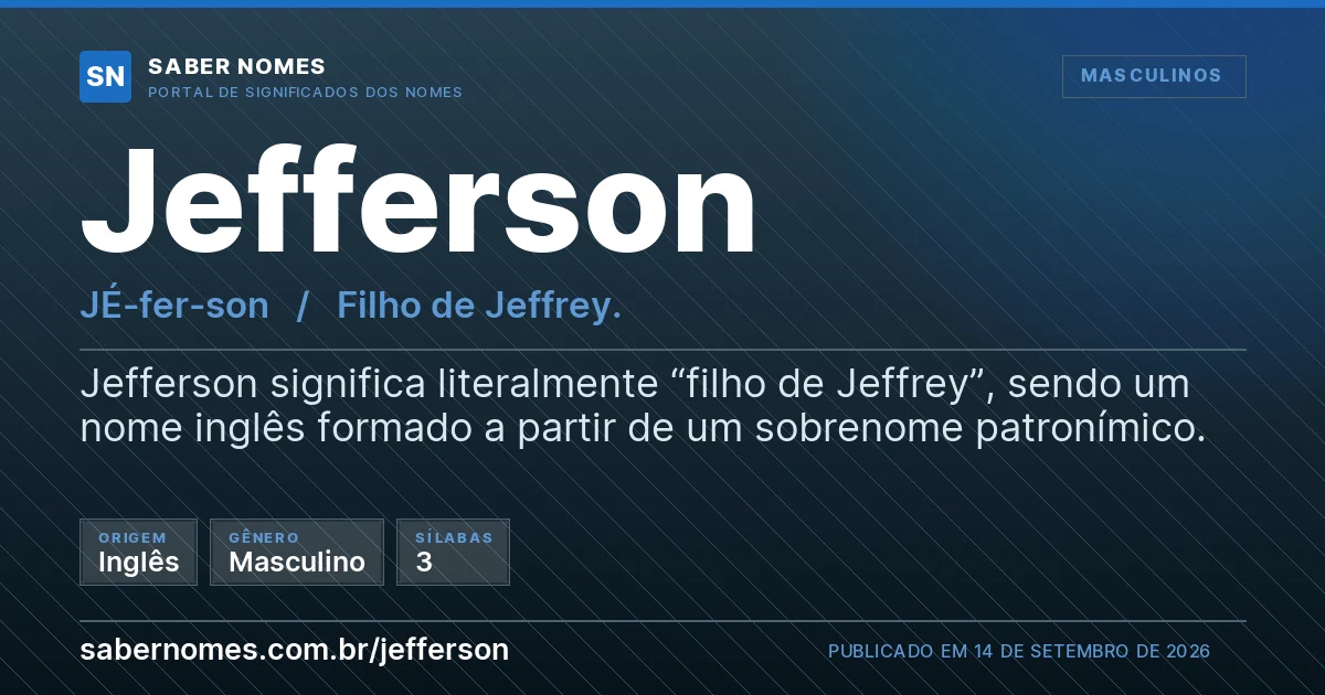 Imagem com o significado do nome Jefferson