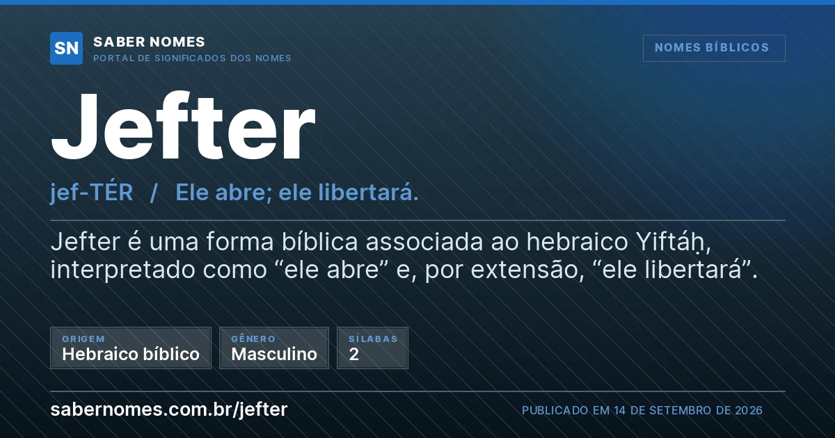 Imagem com o significado do nome Jefter
