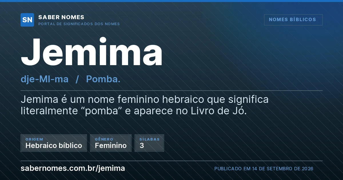 Imagem com o significado do nome Jemima