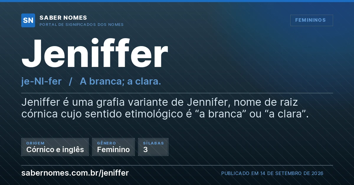 Imagem com o significado do nome Jeniffer