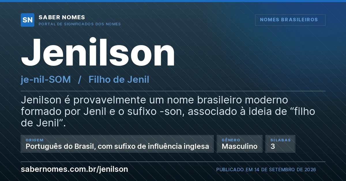 Imagem com o significado do nome Jenilson