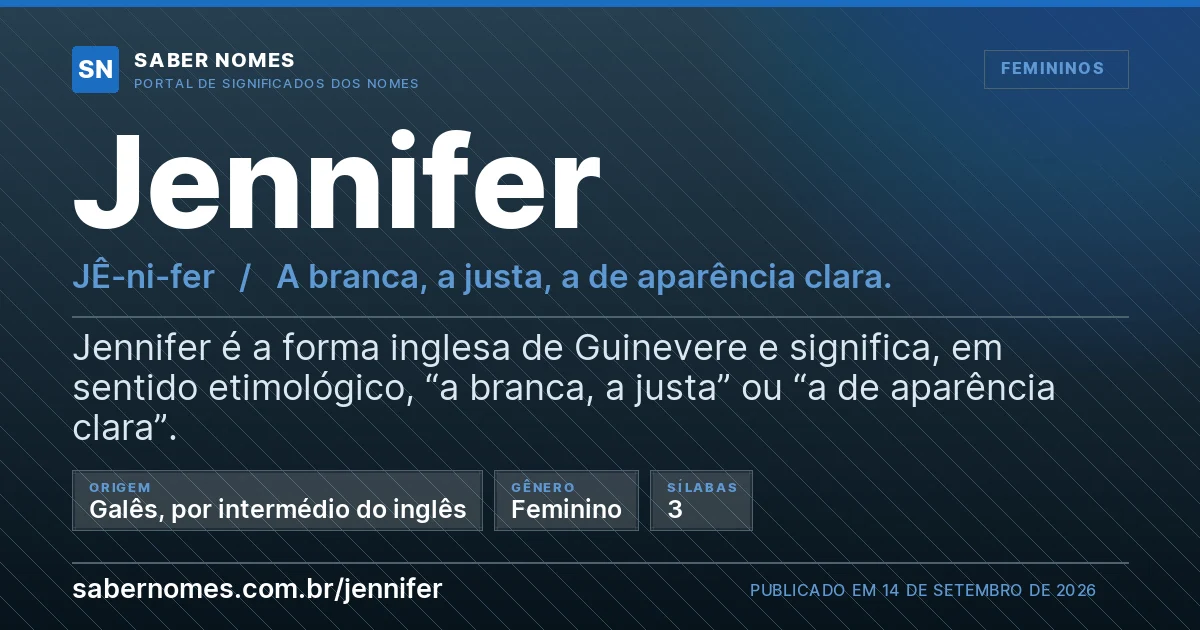 Imagem com o significado do nome Jennifer