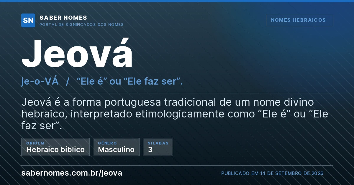 Imagem com o significado do nome Jeová