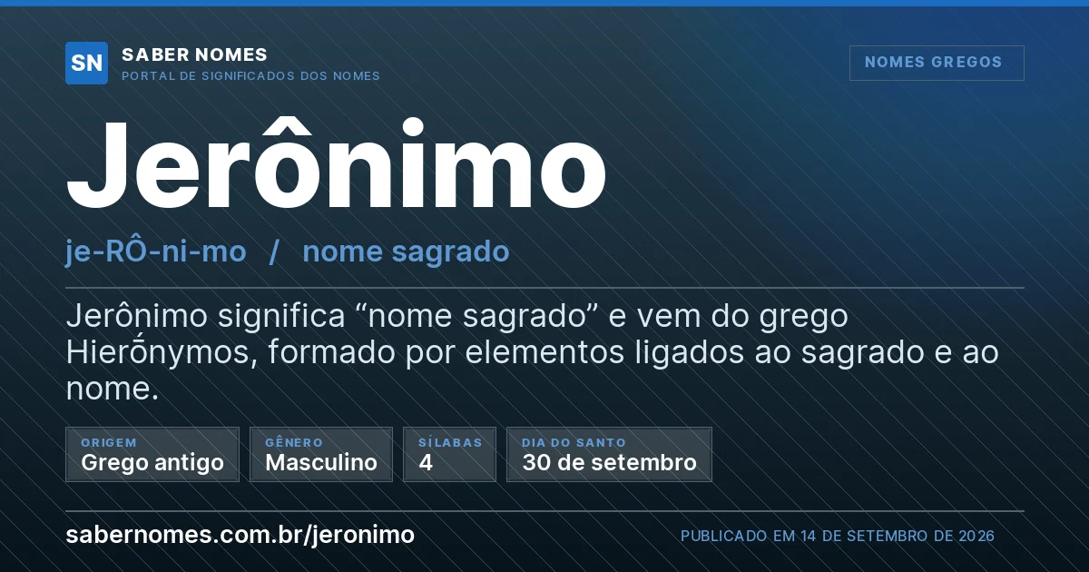 Imagem com o significado do nome Jerônimo