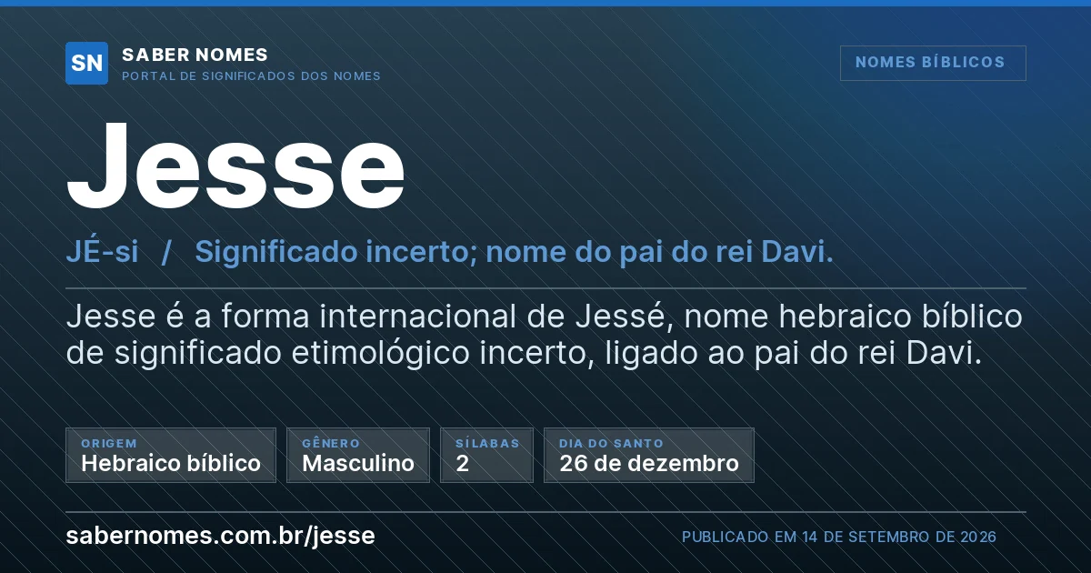 Imagem com o significado do nome Jesse