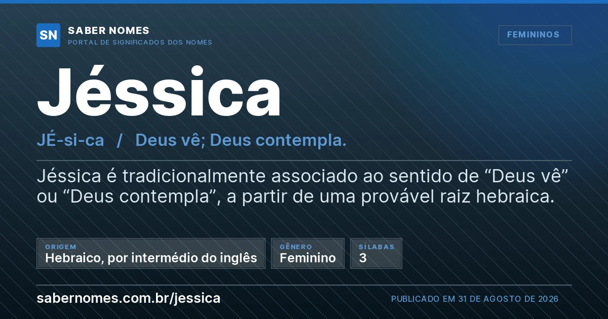 Imagem com o significado do nome Jéssica