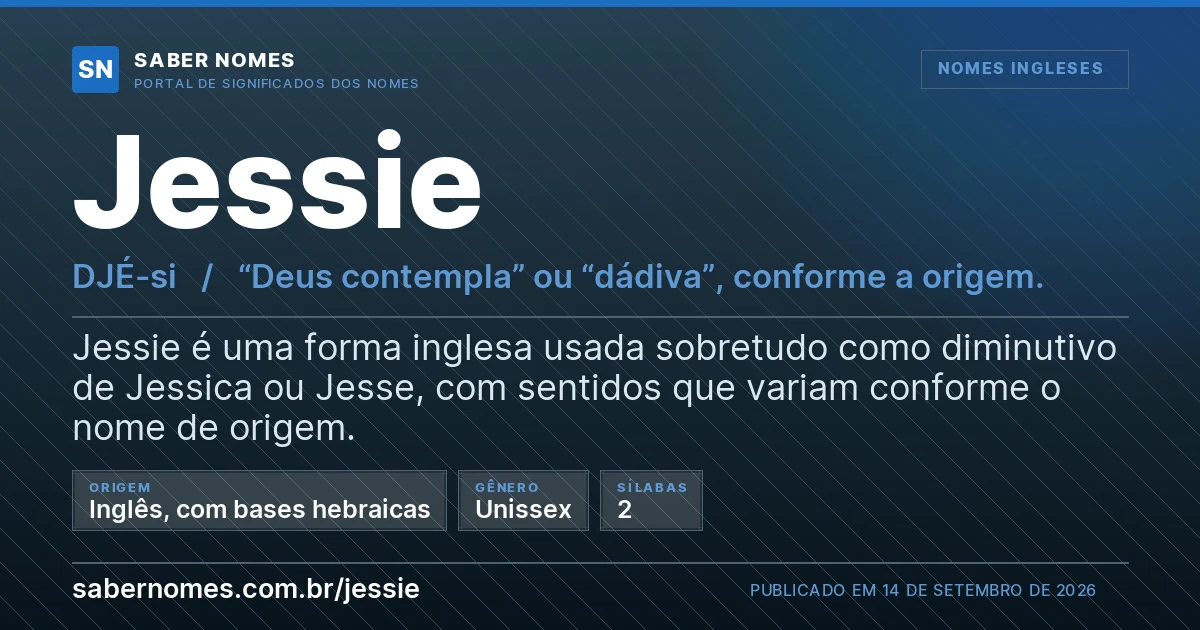 Imagem com o significado do nome Jessie