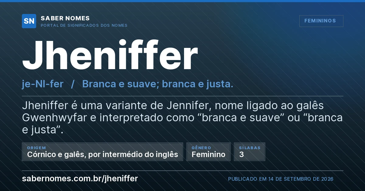 Imagem com o significado do nome Jheniffer
