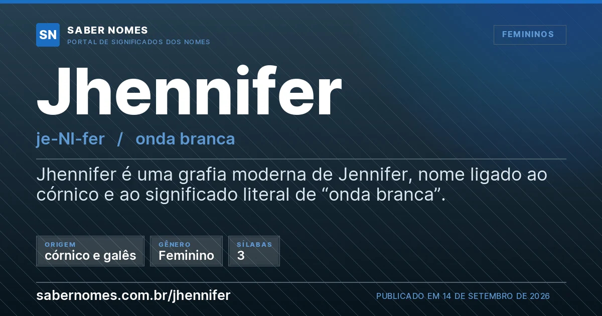 Imagem com o significado do nome Jhennifer