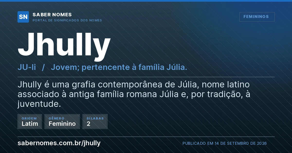 Imagem com o significado do nome Jhully