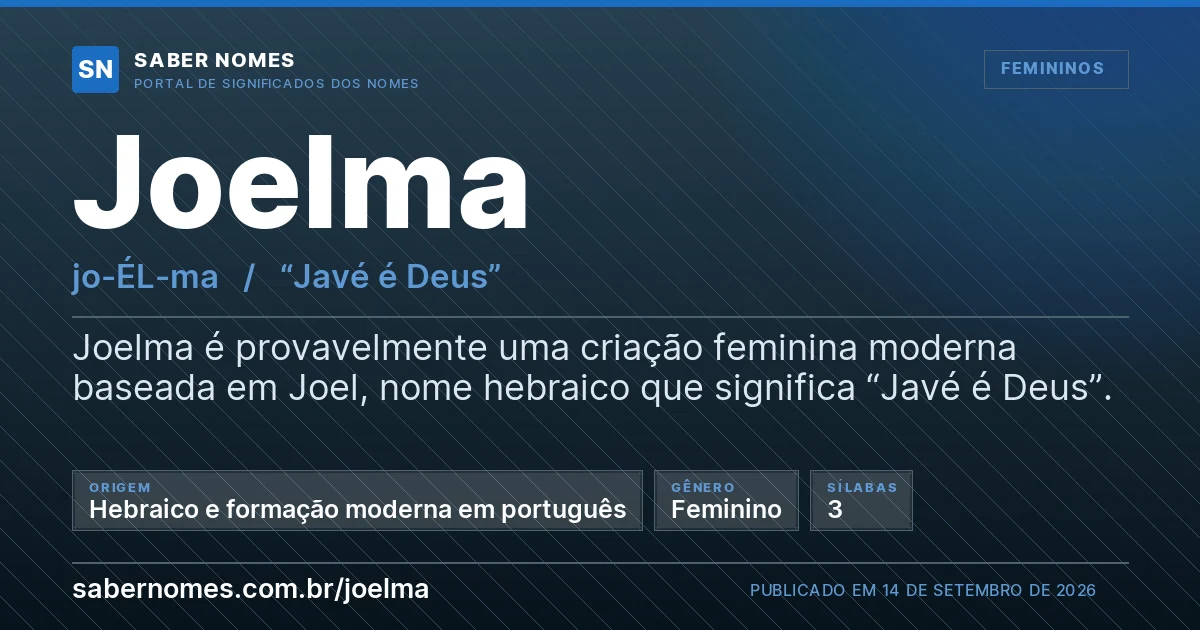 Imagem com o significado do nome Joelma