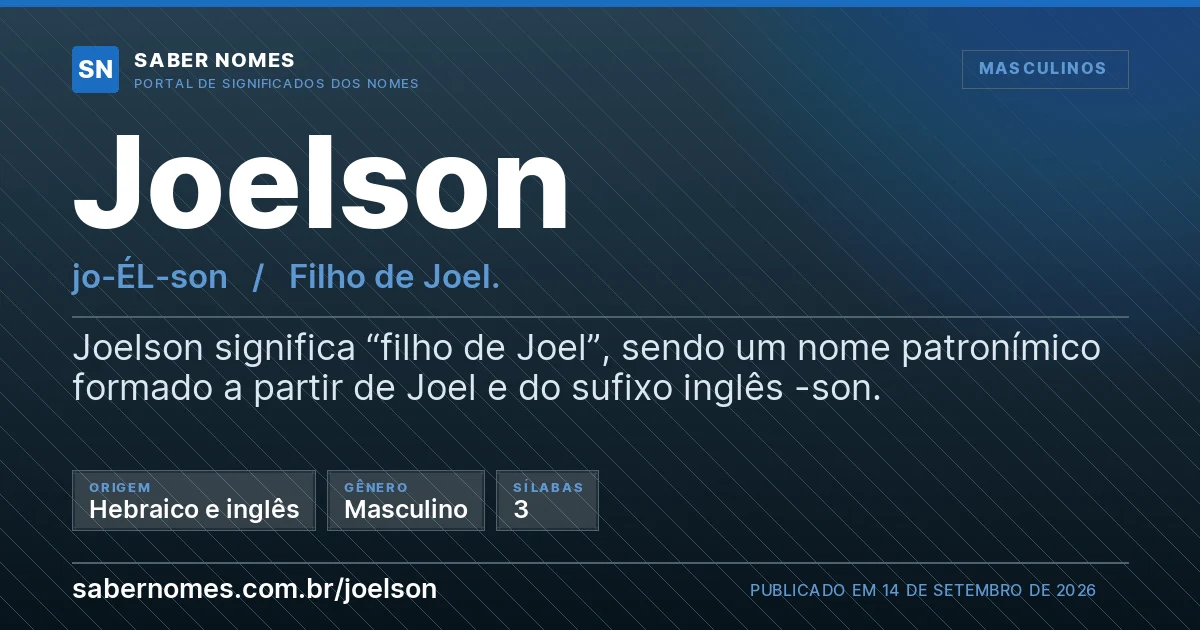 Imagem com o significado do nome Joelson