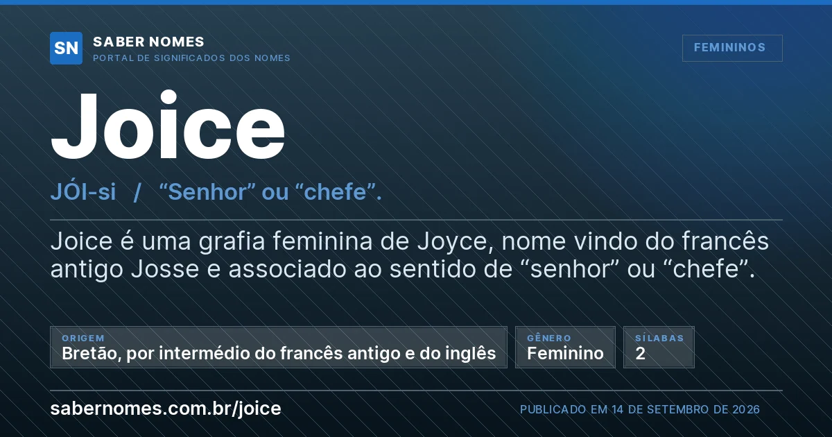 Imagem com o significado do nome Joice