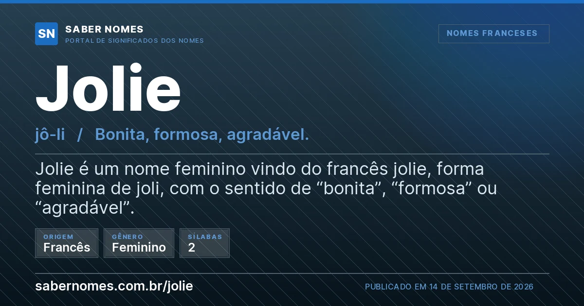 Imagem com o significado do nome Jolie