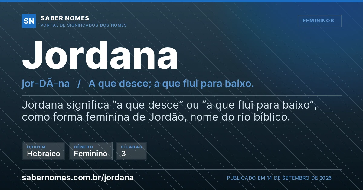 Imagem com o significado do nome Jordana
