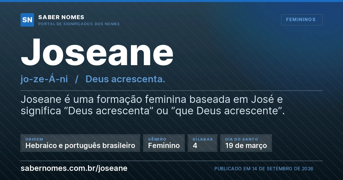 Imagem com o significado do nome Joseane