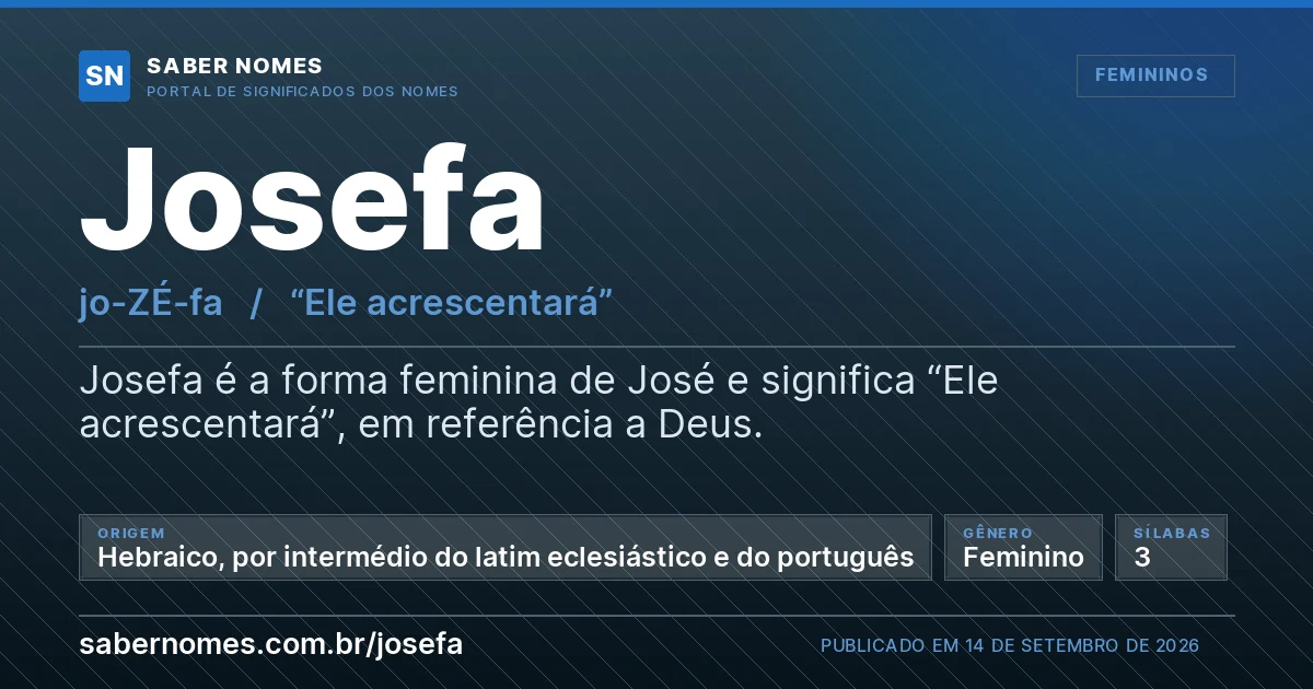 Imagem com o significado do nome Josefa