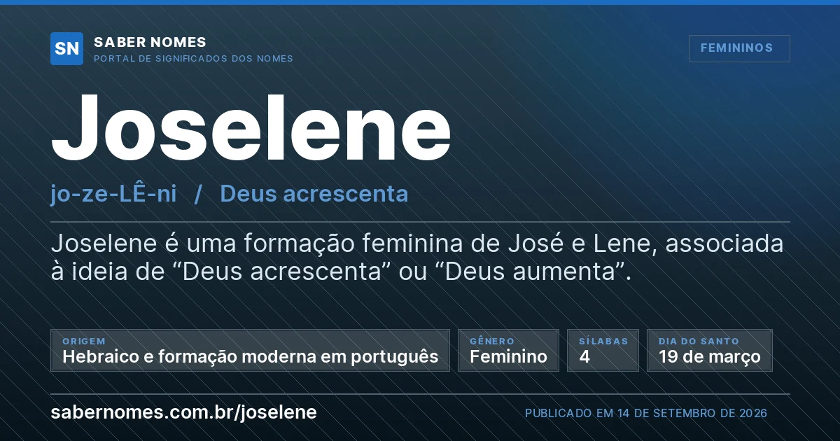 Imagem com o significado do nome Joselene