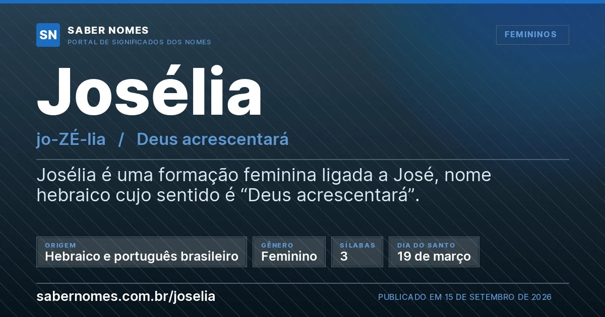Imagem com o significado do nome Josélia